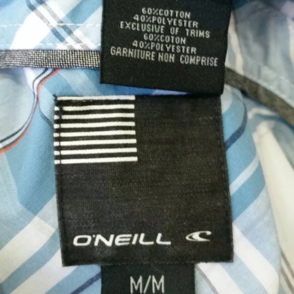 O'Neill M Blue Plaid Short Slv Button-Down Shirt - Picture 6 of 7